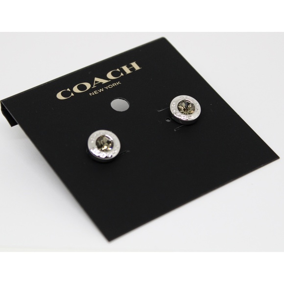 NWT Authentic Coach stud earrings- Silver - Picture 2 of 4